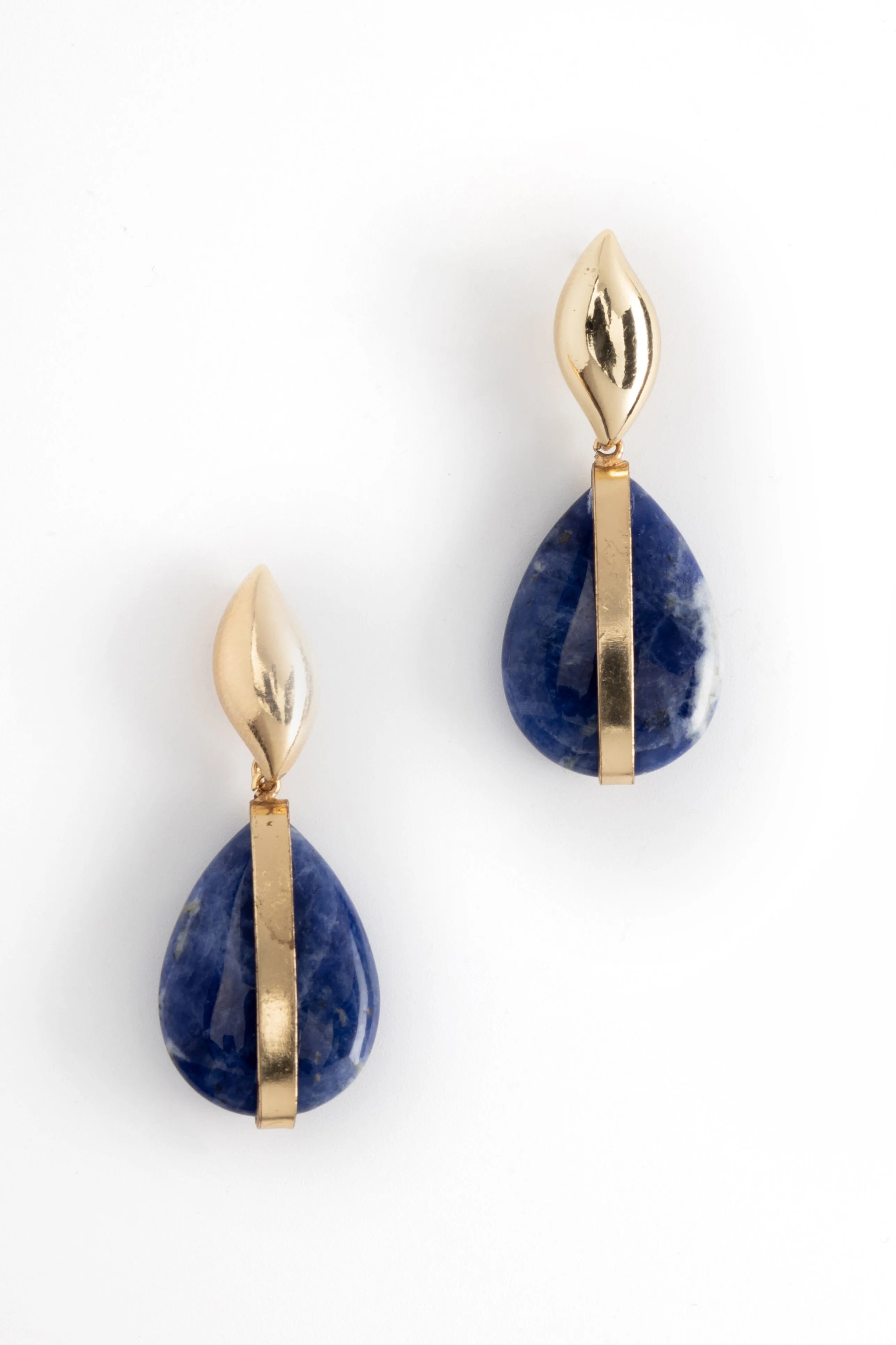 Sodalite Oval Stone Earrings