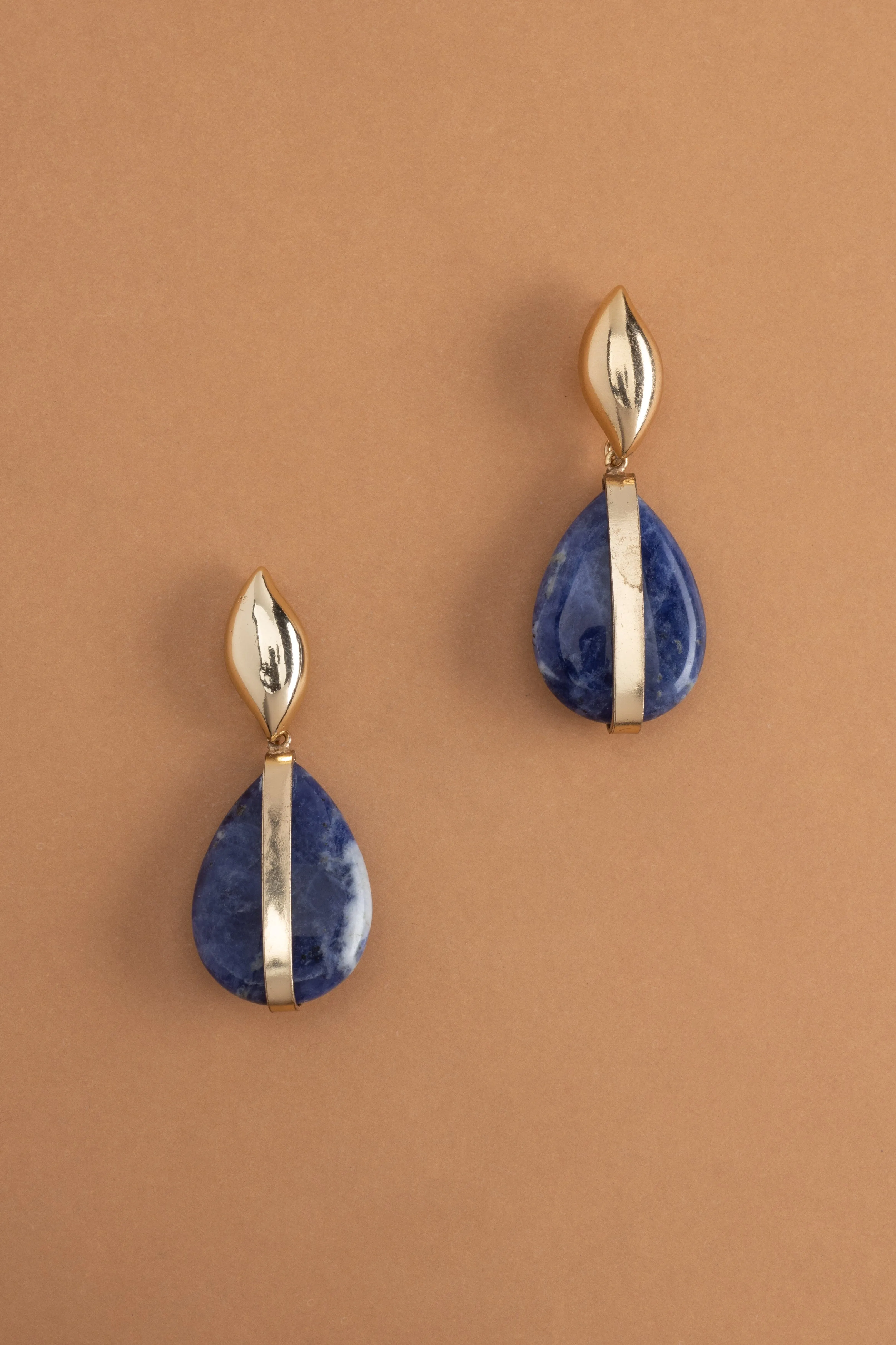 Sodalite Oval Stone Earrings