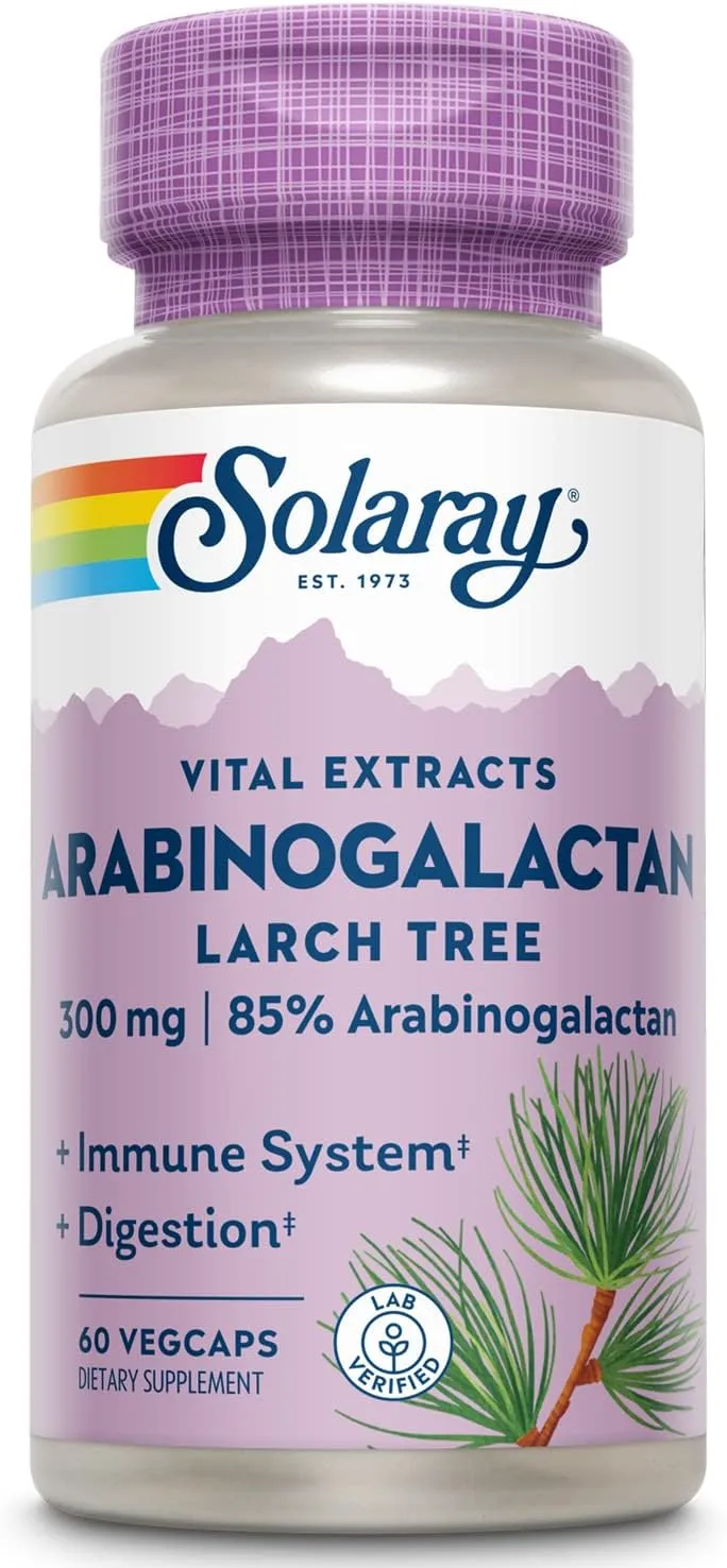 Solaray Arabinogalactan, Larch Tree Extract, 300 Mg, 60 VegCaps