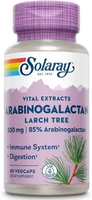 Solaray Arabinogalactan, Larch Tree Extract, 300 Mg, 60 VegCaps