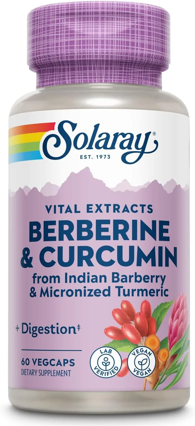 Solaray Berberine & Curcumin Root Extracts | Healthy Digestive, Cardiovascular & Metabolic Function Support | 60 VegCaps