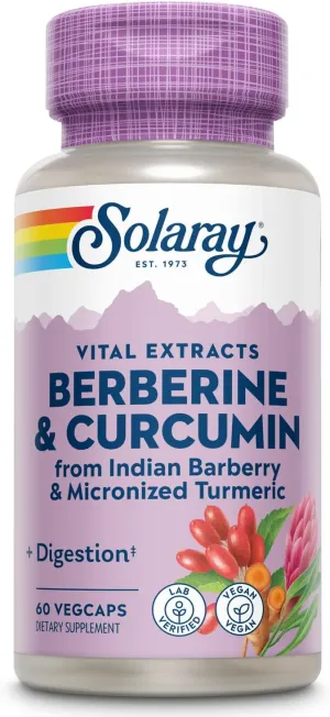 Solaray Berberine & Curcumin Root Extracts | Healthy Digestive, Cardiovascular & Metabolic Function Support | 60 VegCaps