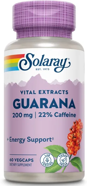 Solaray Guarana Seed Extract -- 200 Mg - 60 Vegetarian Capsules