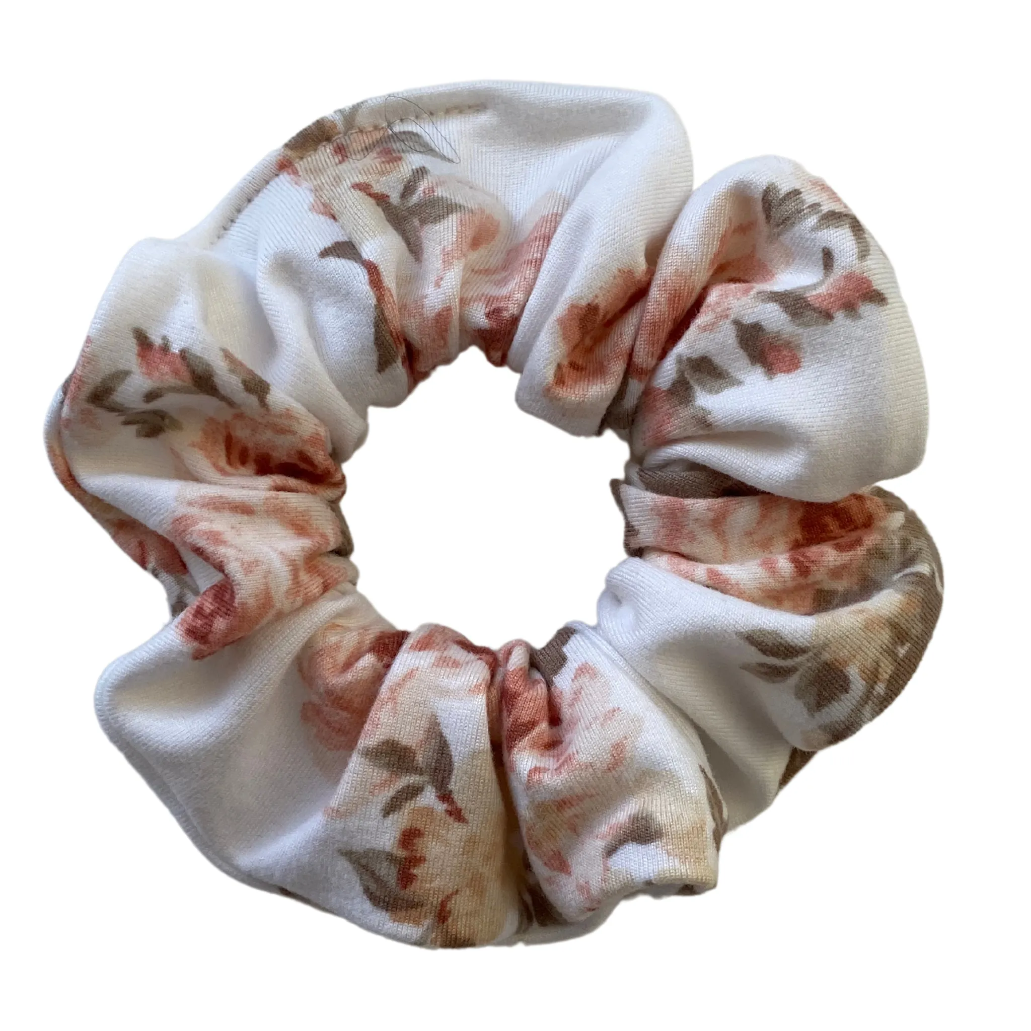 Spring Floral On Off-White Matte Scrunchie