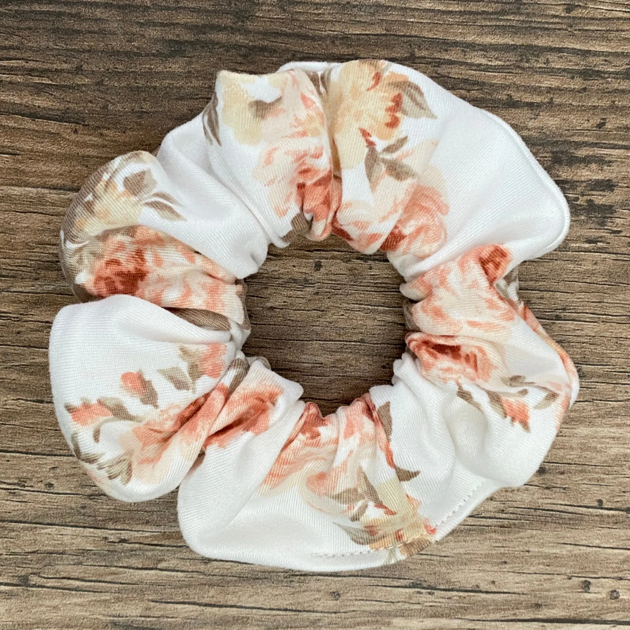 Spring Floral On Off-White Matte Scrunchie