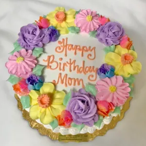 Spring Floral Wreath Cake Design 8" Round