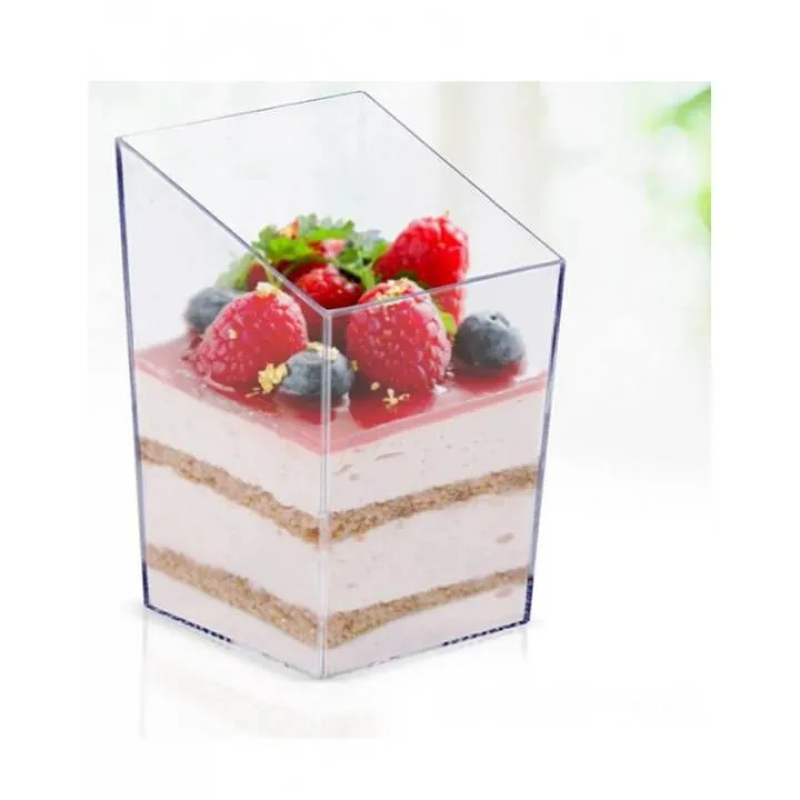 SQUARE BEVELLED CLEAR DESSERT/MOUSSE CUPS 60ML SET 24 PCS