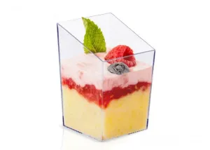 SQUARE BEVELLED CLEAR DESSERT/MOUSSE CUPS 60ML SET 24 PCS