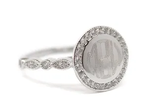 Sterling Silver CZ Monogram Ring