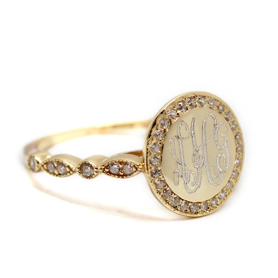 Sterling Silver CZ Monogram Ring