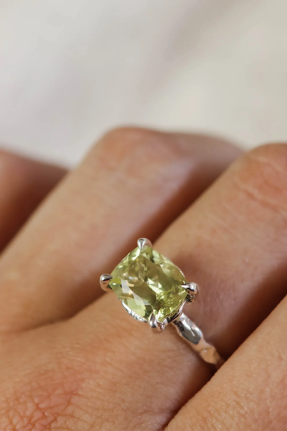 Sterling Silver Lemon Quartz Statement Ring