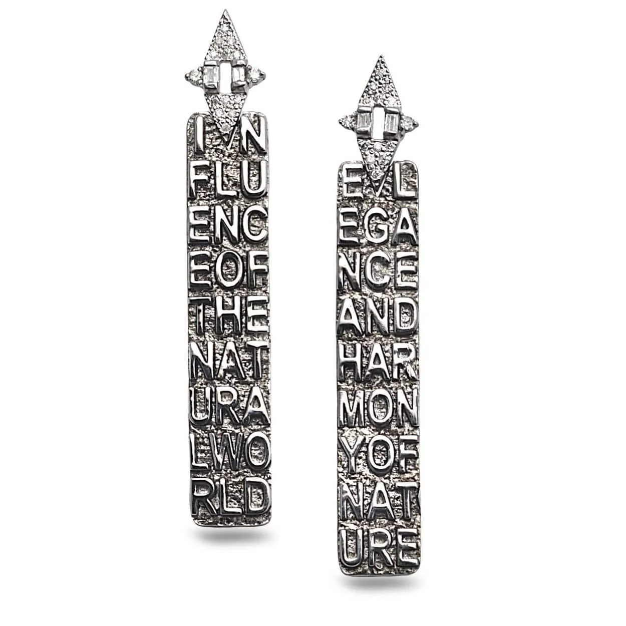 Sterling Silver "Elegance and Harmony of Nature" & "Influence of The Natural World" Diamond Drop Earrings