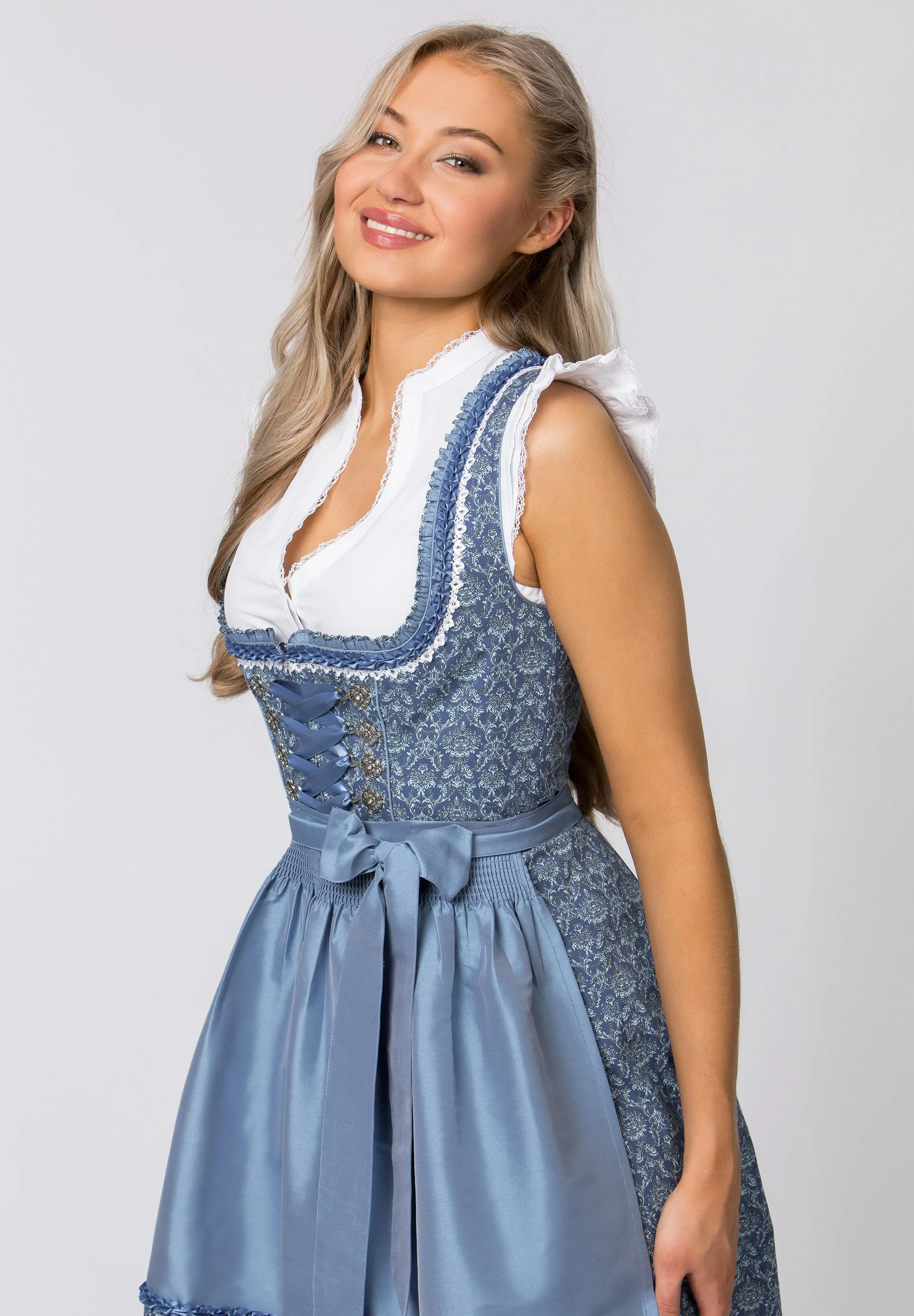 Stockerpoint Mini Dirndl 2pcs. 55cm "Ruby" blue (38,40) closeout