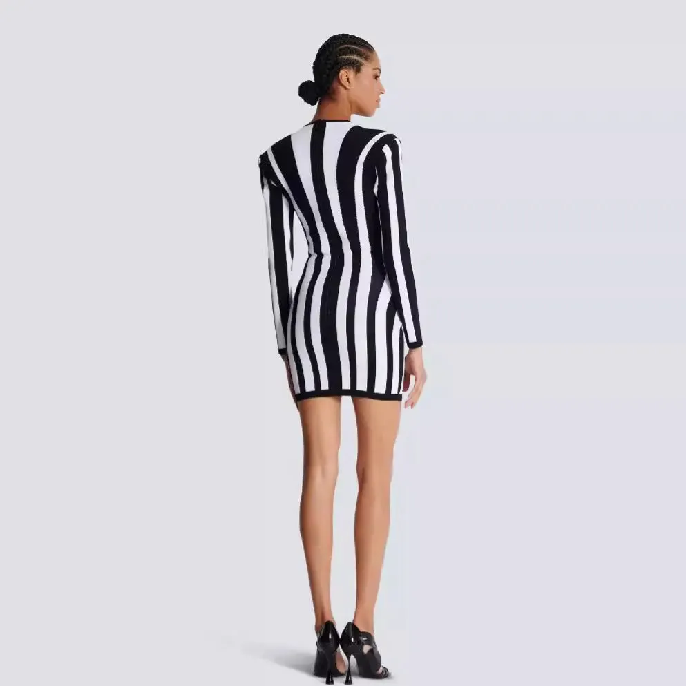 Striped Bandage Mini Dress - Womens Fashion Dress