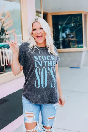 Stuck In The 80's Graphic Tee - Charcoal