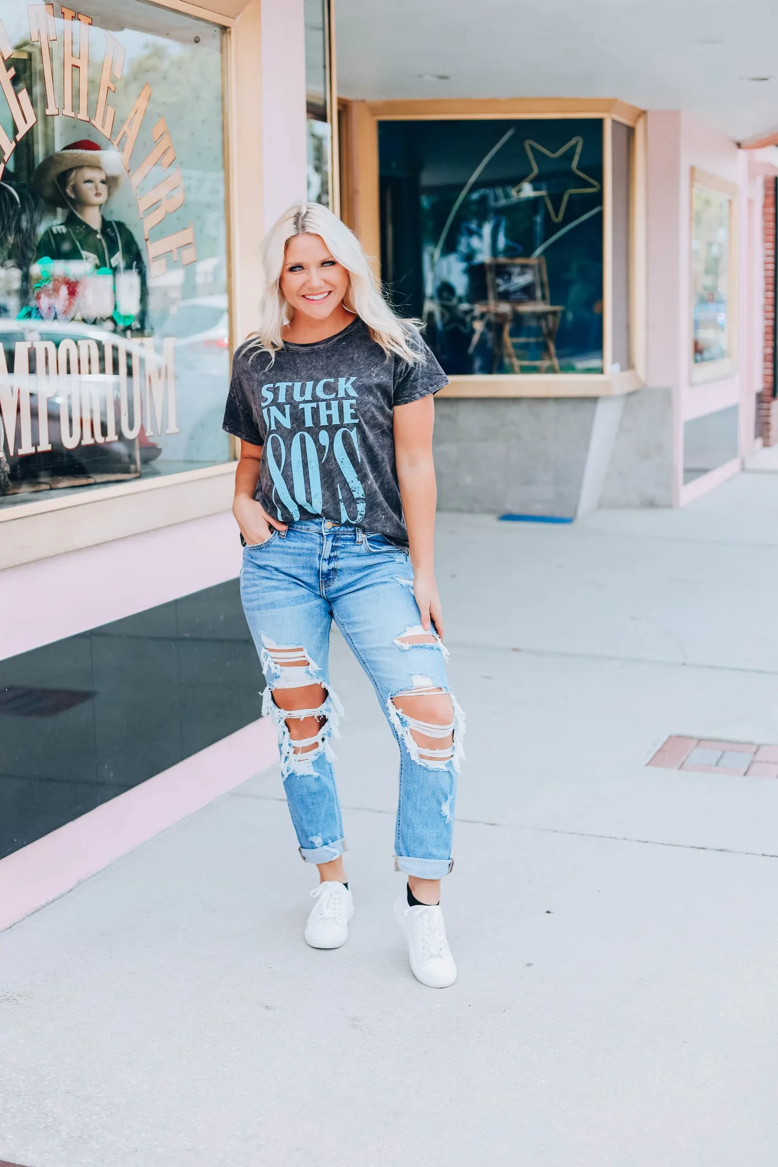 Stuck In The 80's Graphic Tee - Charcoal