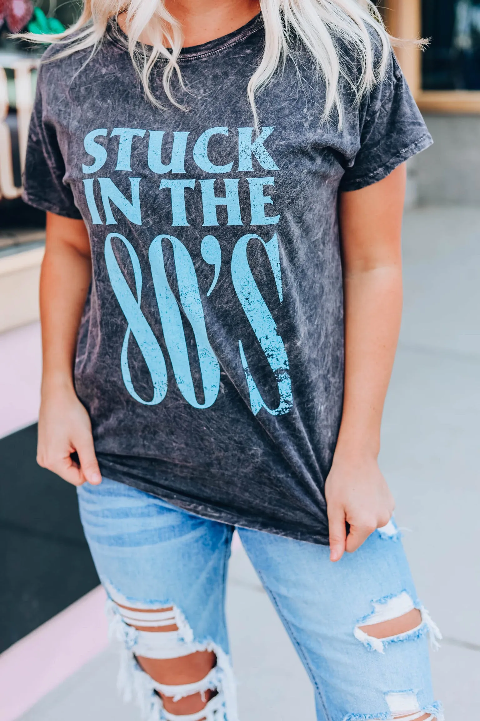 Stuck In The 80's Graphic Tee - Charcoal