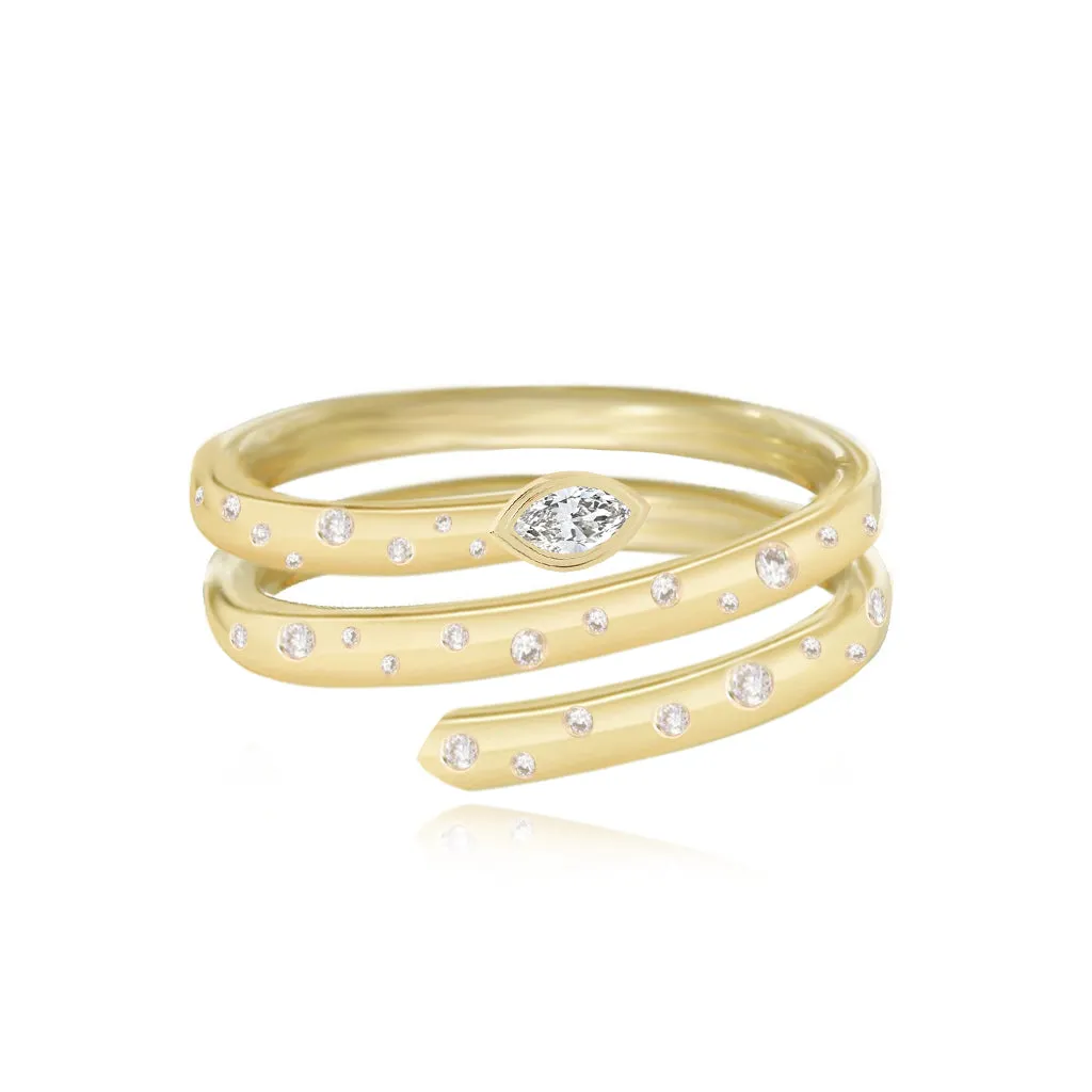 Swirl Scattered Diamond Ring