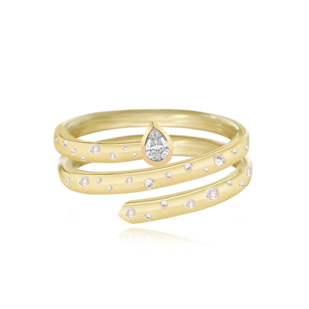 Swirl Scattered Diamond Ring