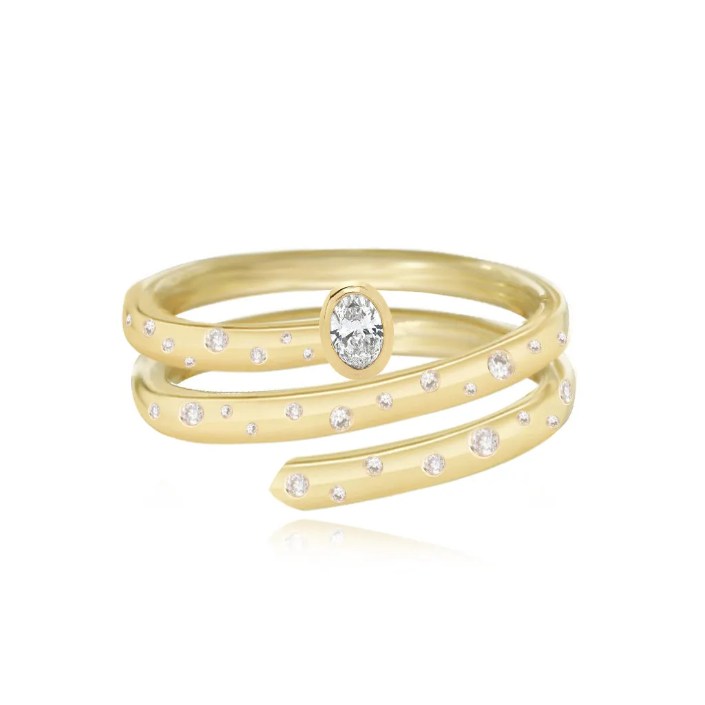 Swirl Scattered Diamond Ring
