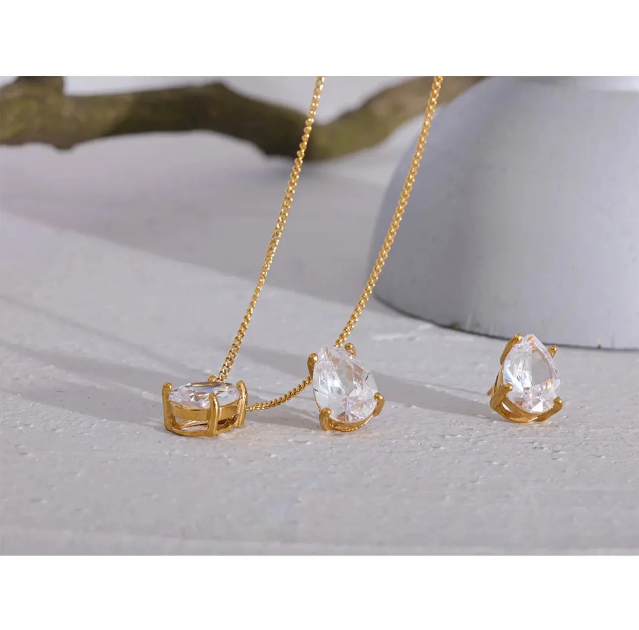 Tear Drop Pendant in Stainless Steel Necklace | Erika Williner Designs