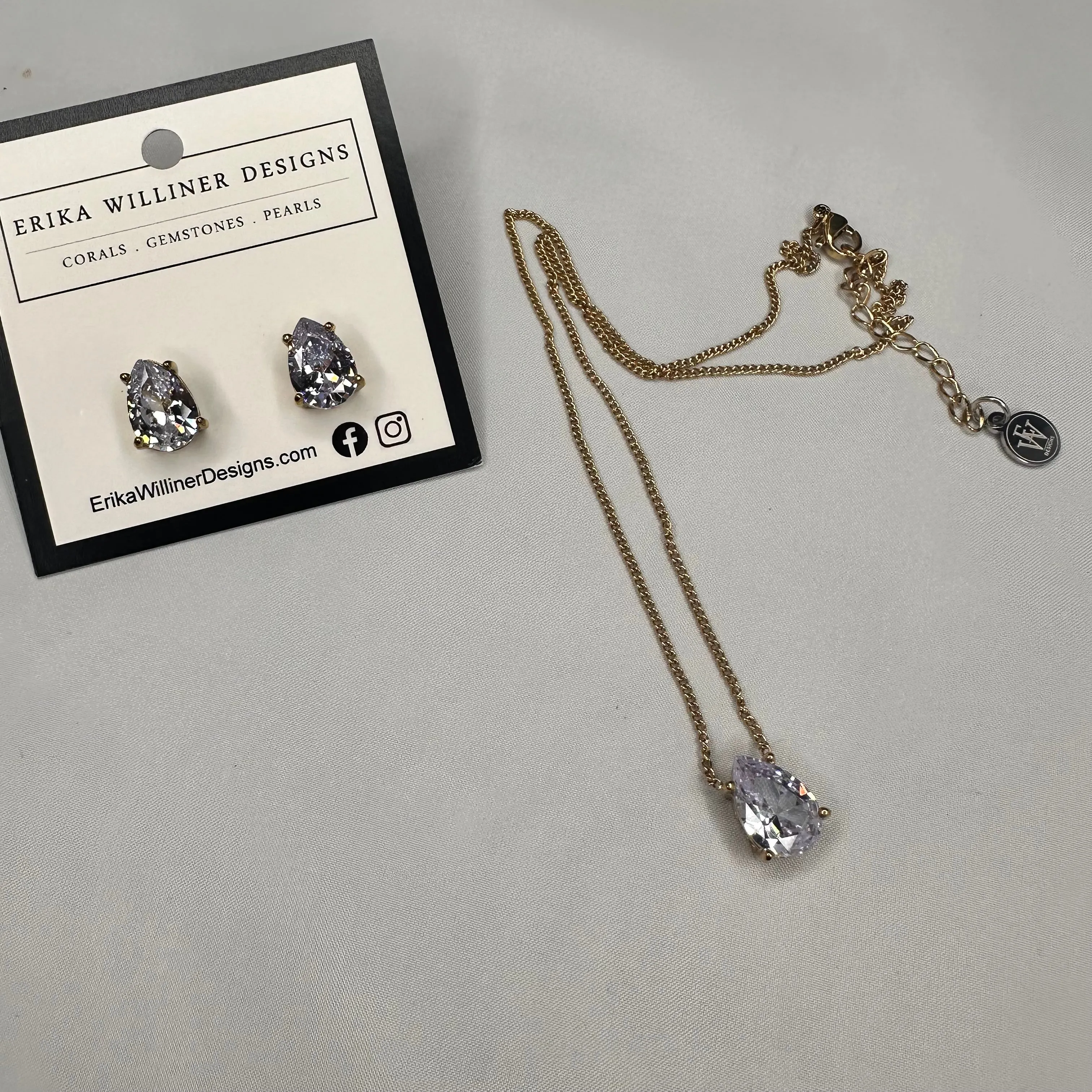 Tear Drop Pendant in Stainless Steel Necklace | Erika Williner Designs