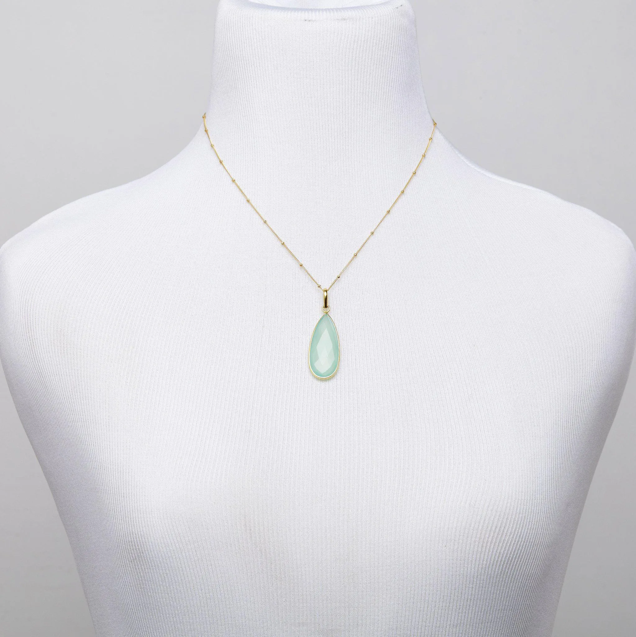 Teardrop Necklace in Chalcedony