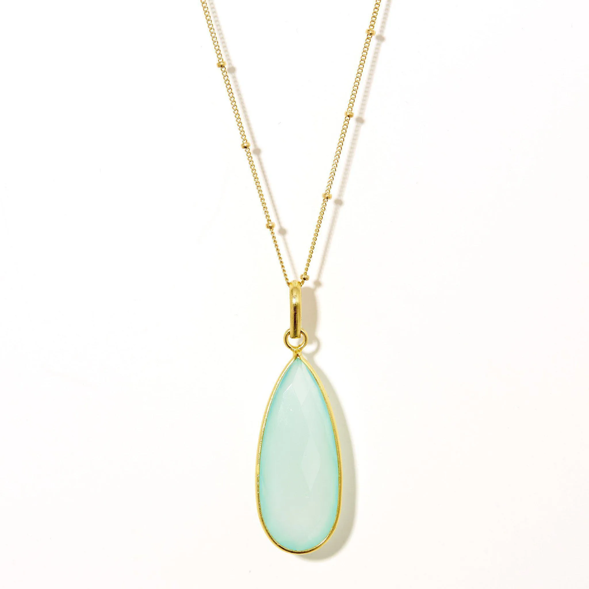 Teardrop Necklace in Chalcedony