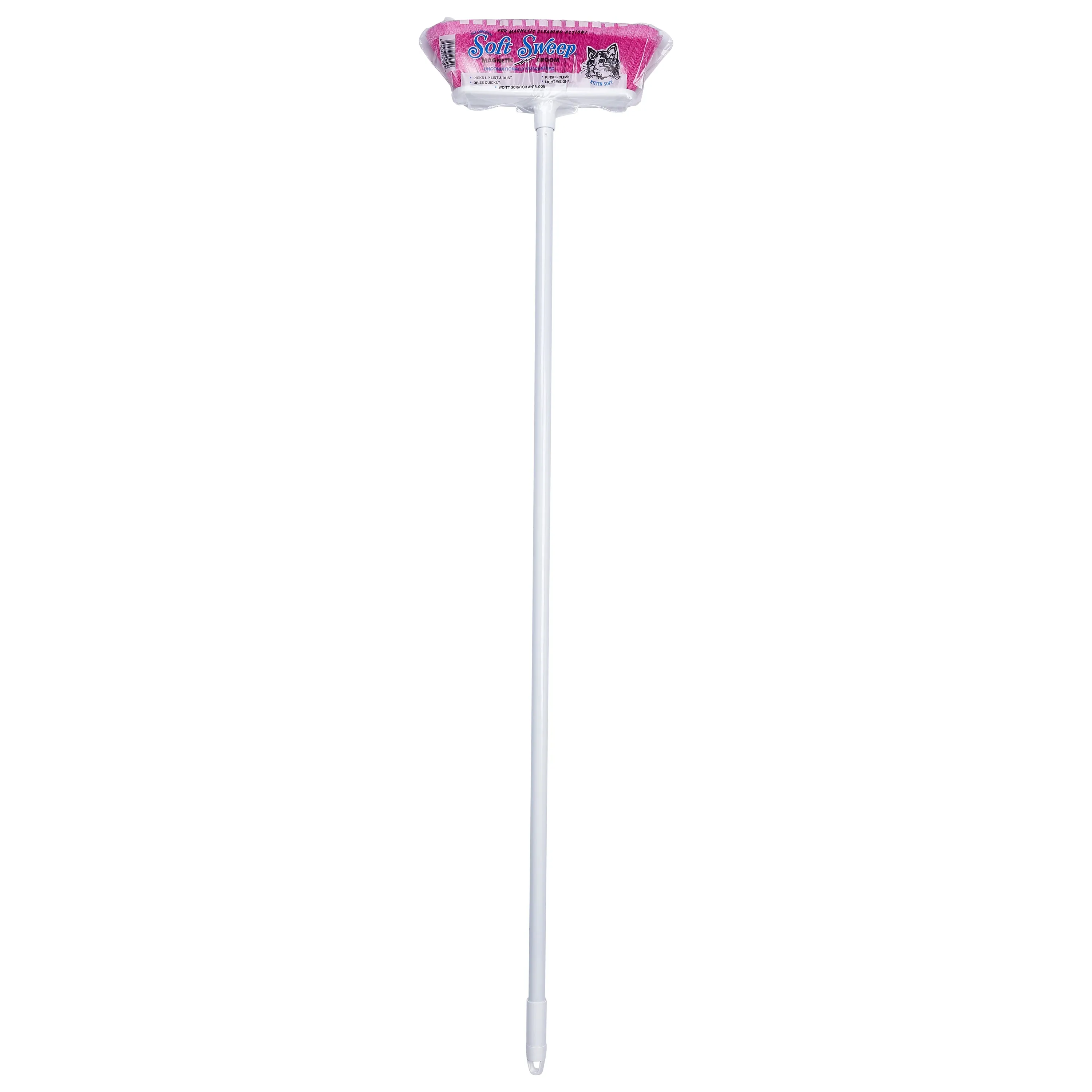The Original Soft Sweep Magnetic Action Fuchsia Broom with White Metal Handles