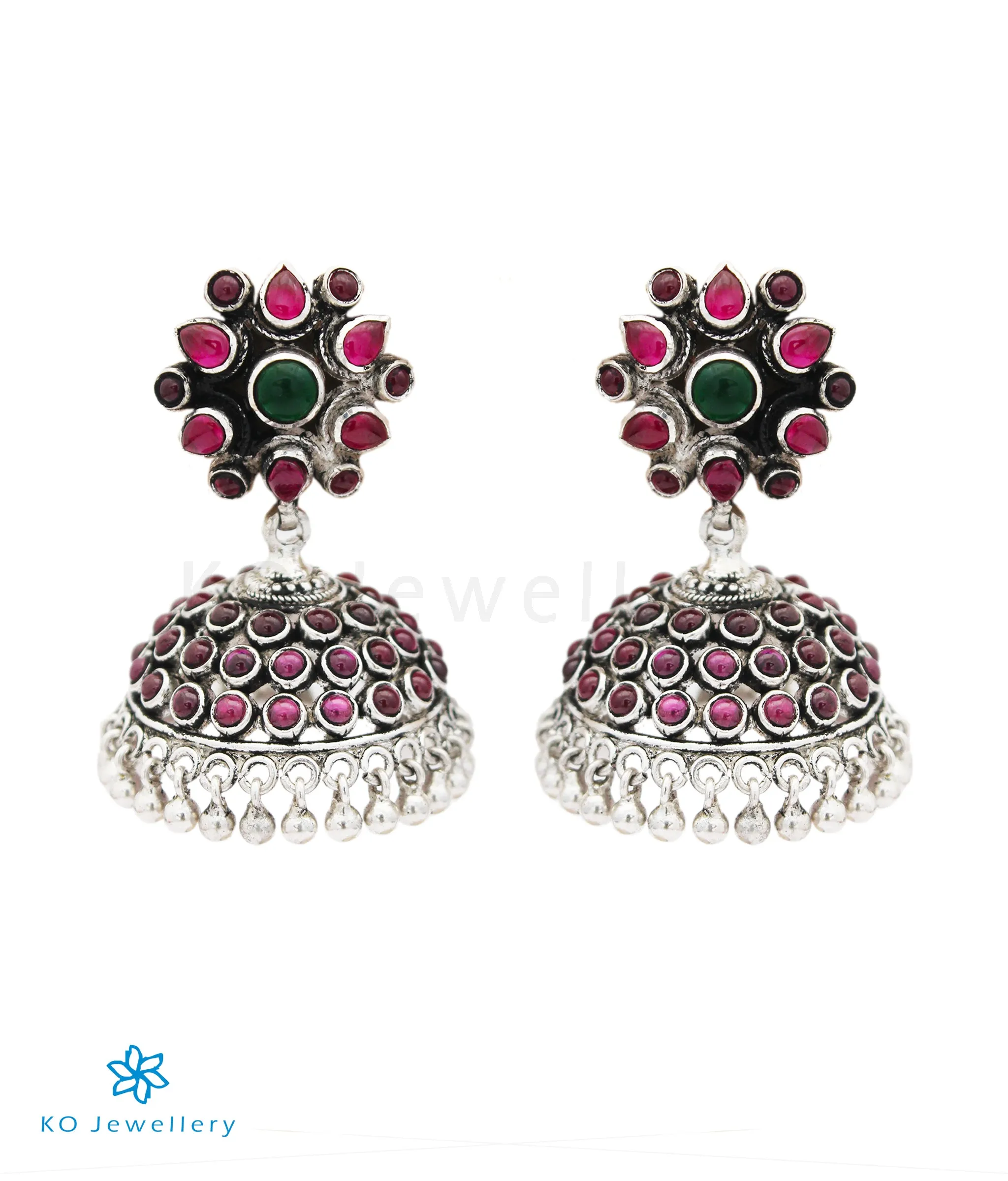 The Puspavat Silver Kemp Jhumka (Oxidised)