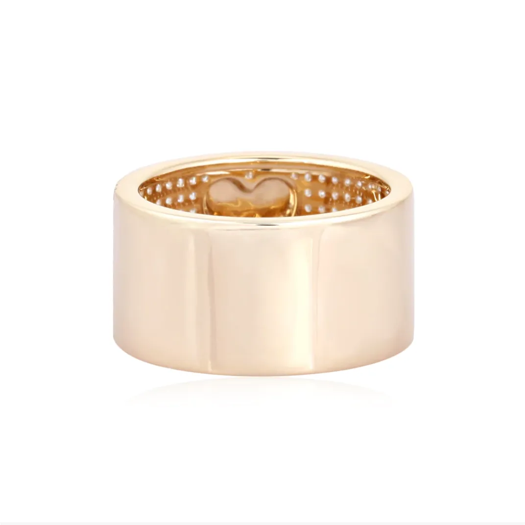 Thick Pave Cigar Gold Heart Ring