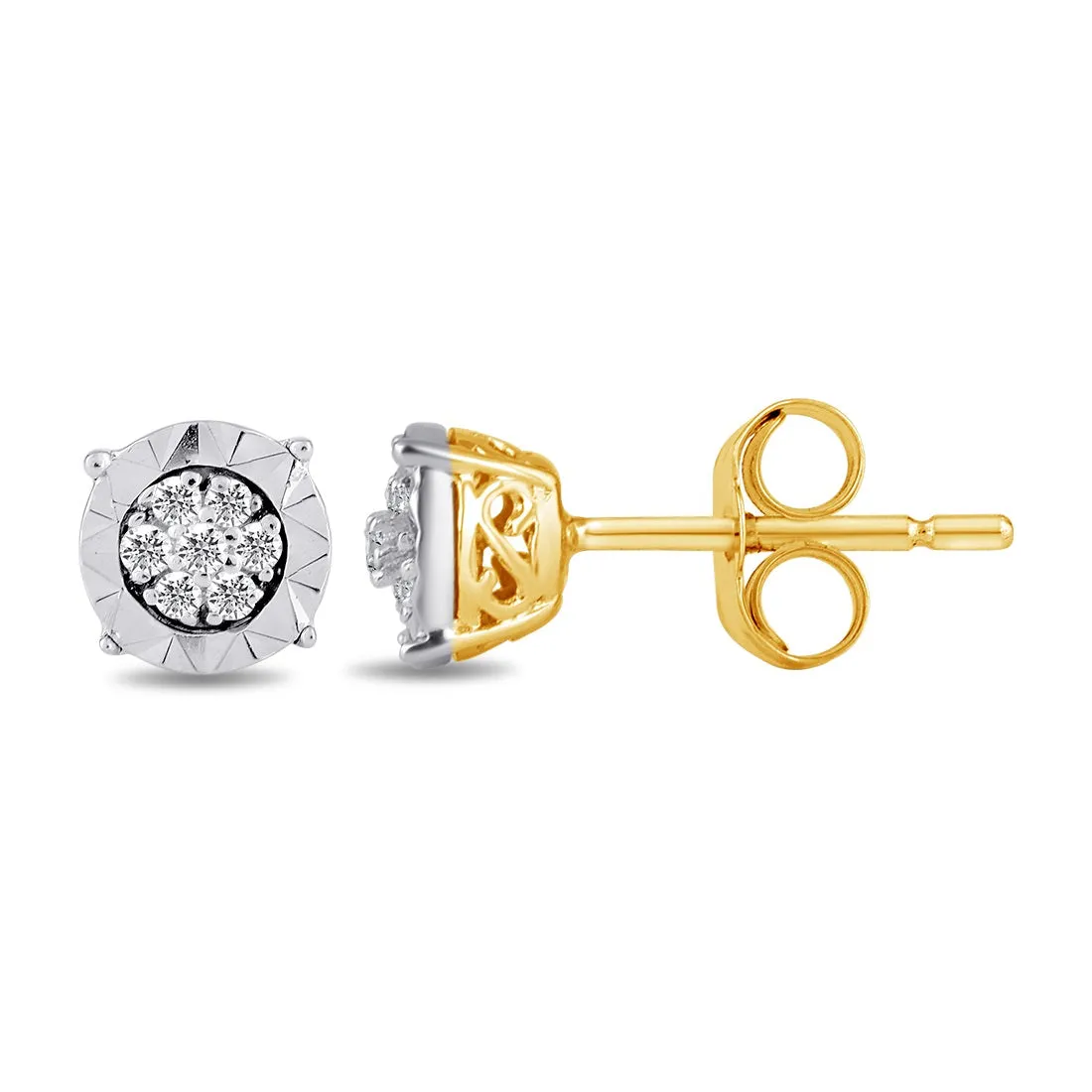 Tia Miracle Halo Diamond Composite Earrings in 9ct Yellow Gold