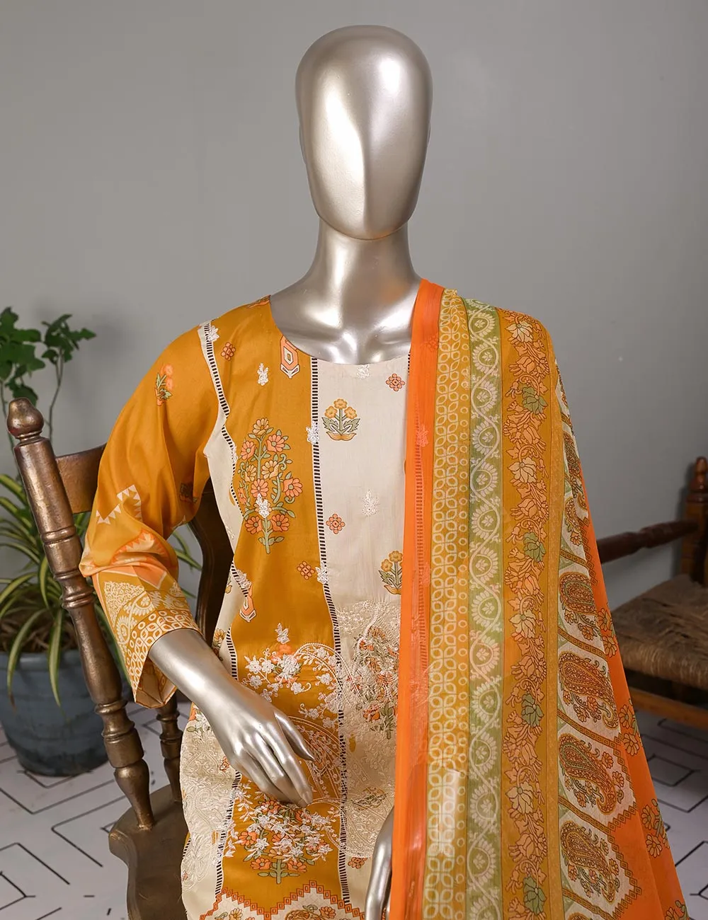 TMY-1B | Un-Stitched Embroidered Lawn Dress
