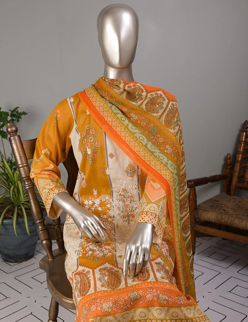 TMY-1B | Un-Stitched Embroidered Lawn Dress