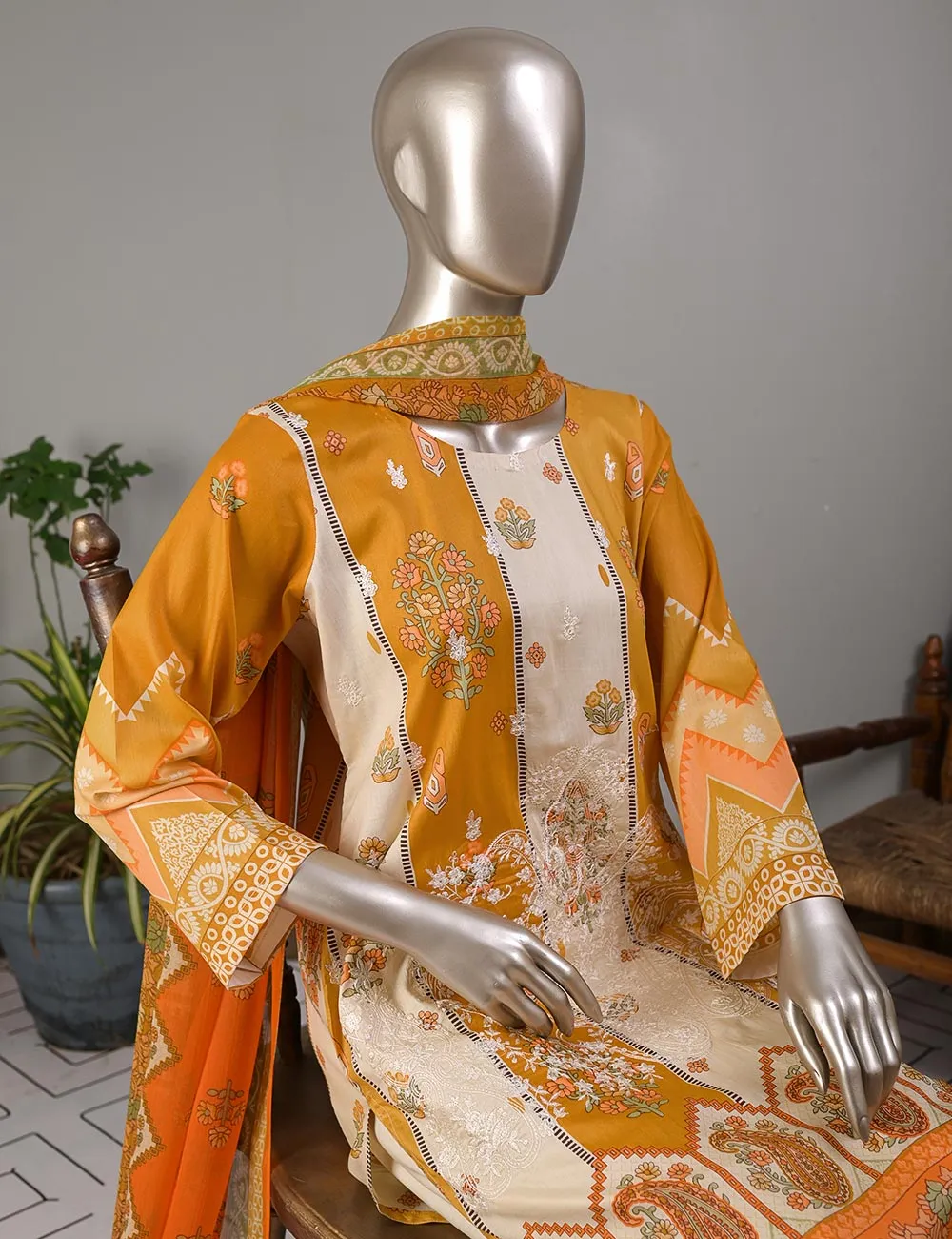 TMY-1B | Un-Stitched Embroidered Lawn Dress