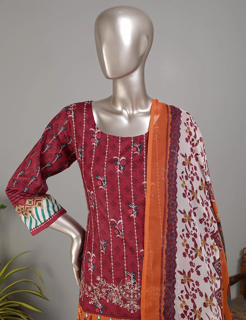 TMY-2A | Un-Stitched Embroidered Lawn Dress