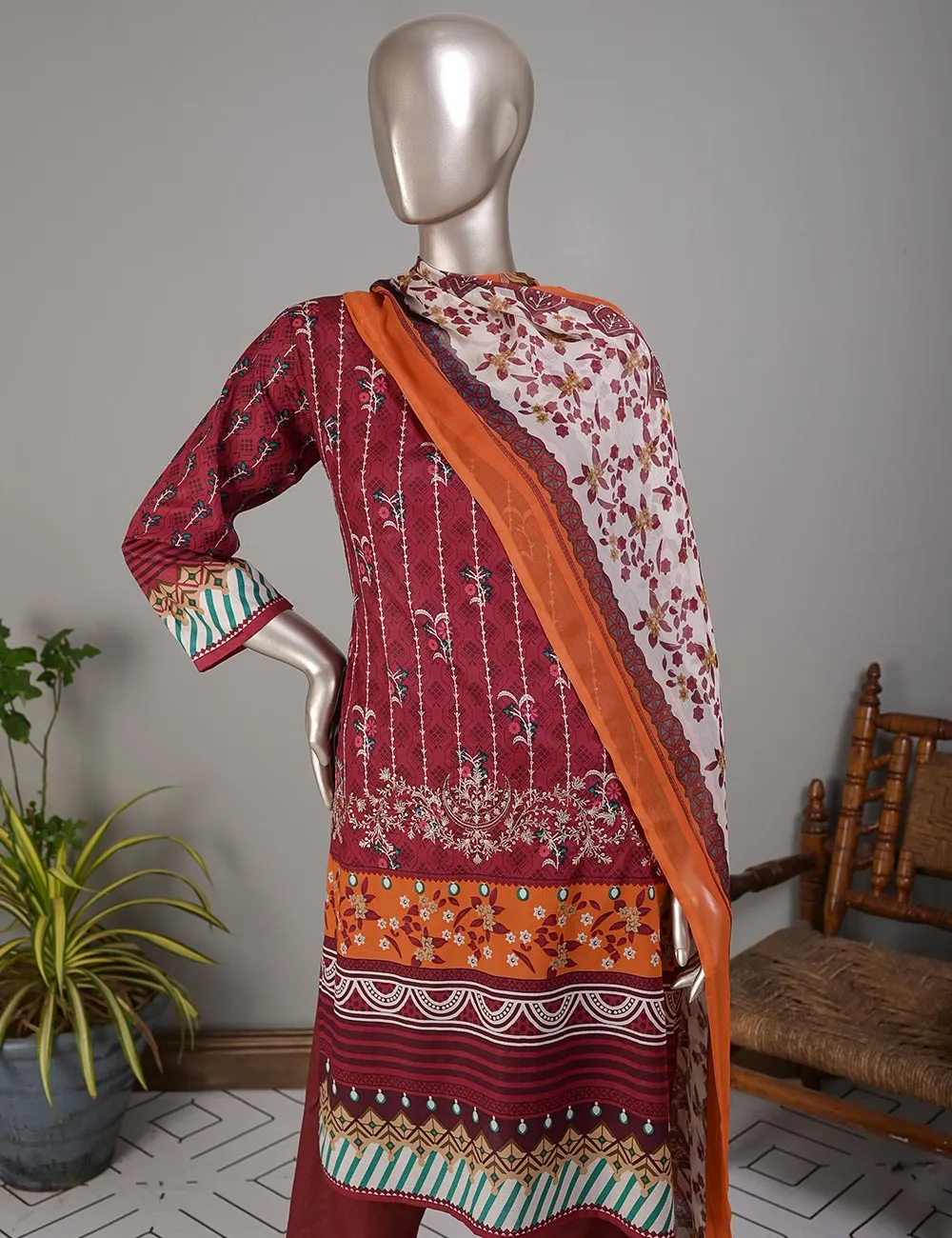 TMY-2A | Un-Stitched Embroidered Lawn Dress