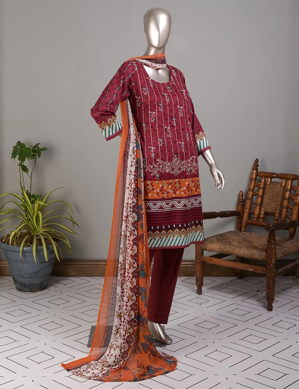 TMY-2A | Un-Stitched Embroidered Lawn Dress