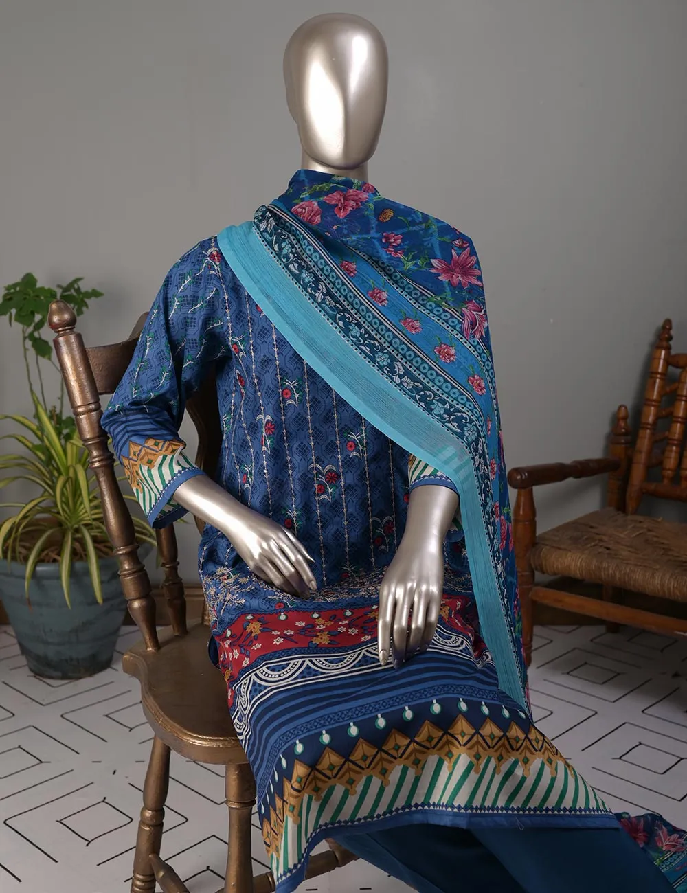 TMY-2B | Un-Stitched Embroidered Lawn Dress