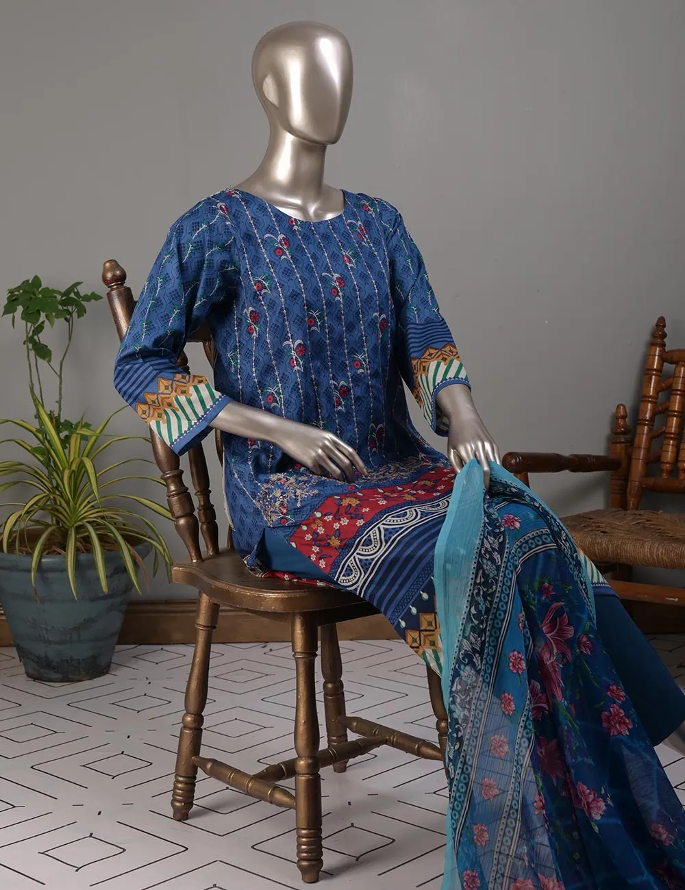 TMY-2B | Un-Stitched Embroidered Lawn Dress