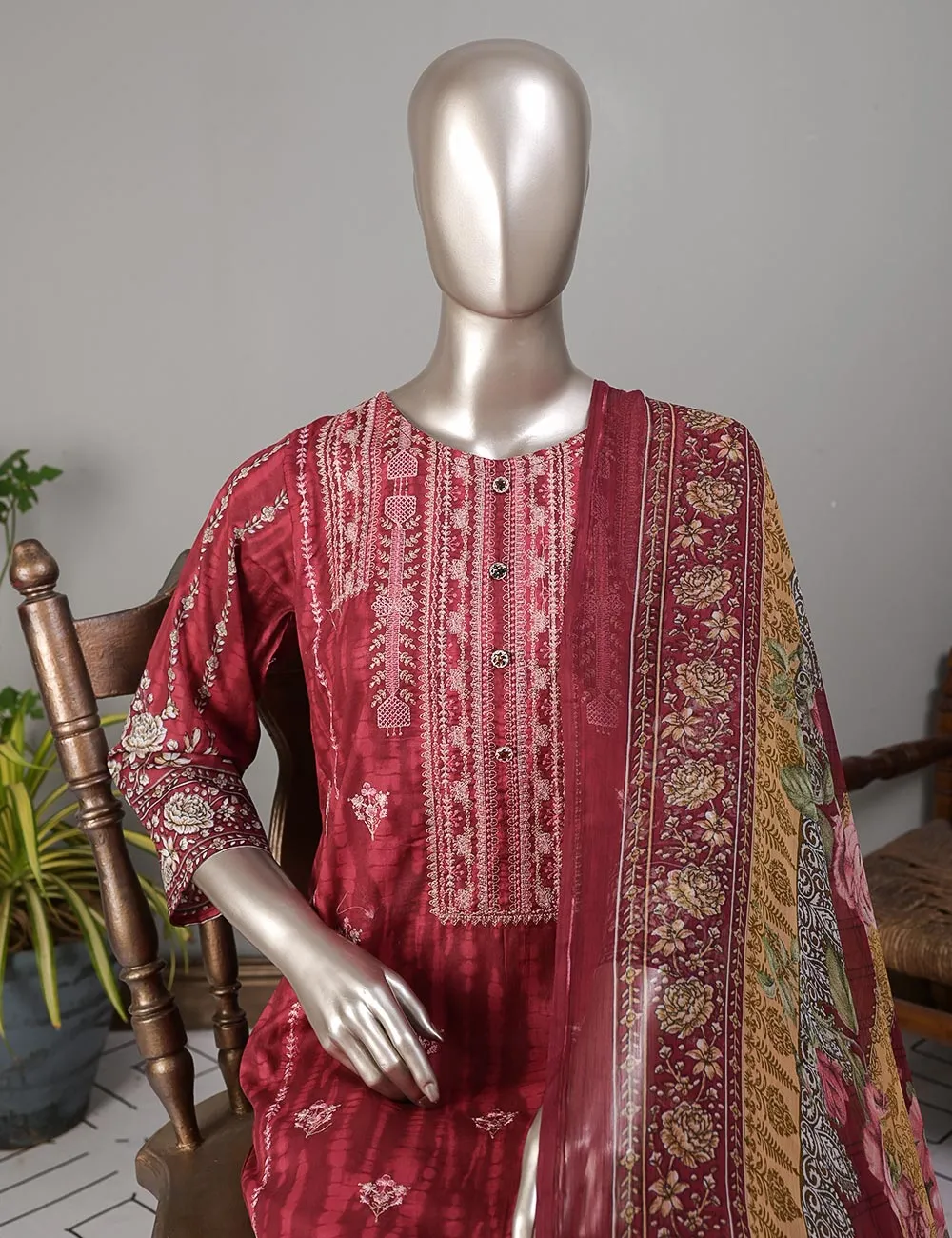 TMY-5B | Un-Stitched Embroidered Lawn Dress