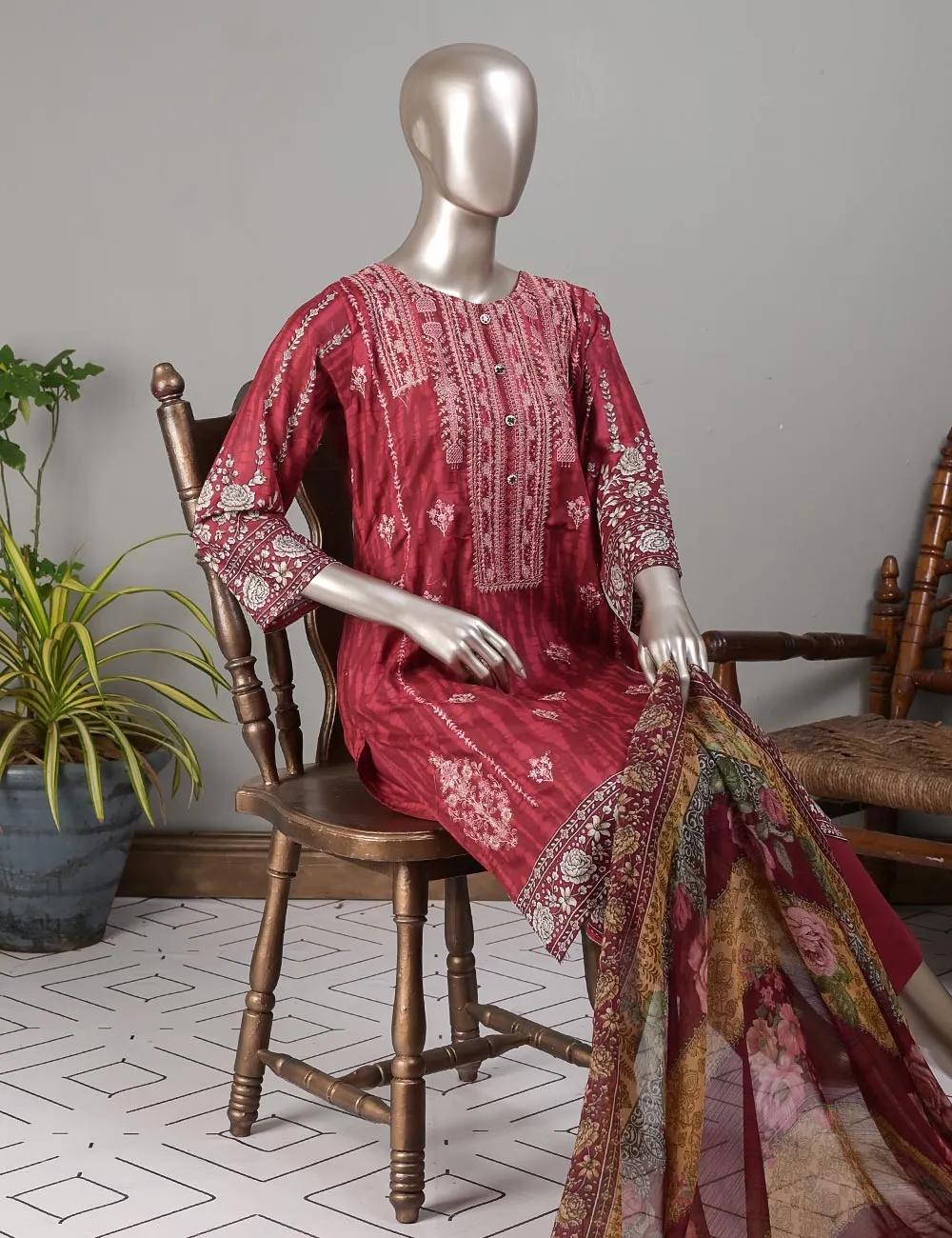 TMY-5B | Un-Stitched Embroidered Lawn Dress