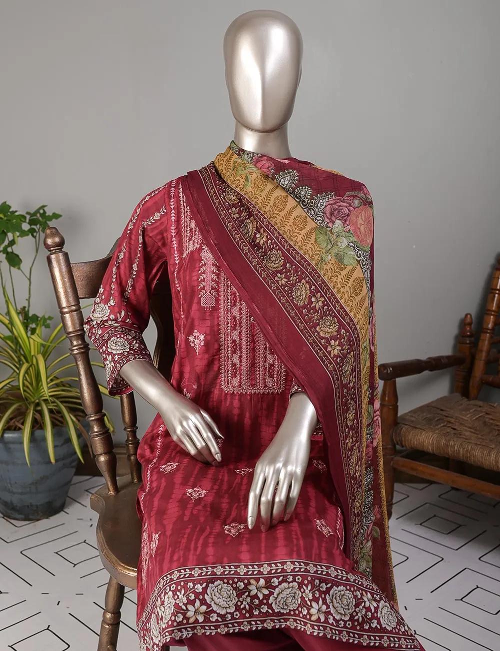 TMY-5B | Un-Stitched Embroidered Lawn Dress
