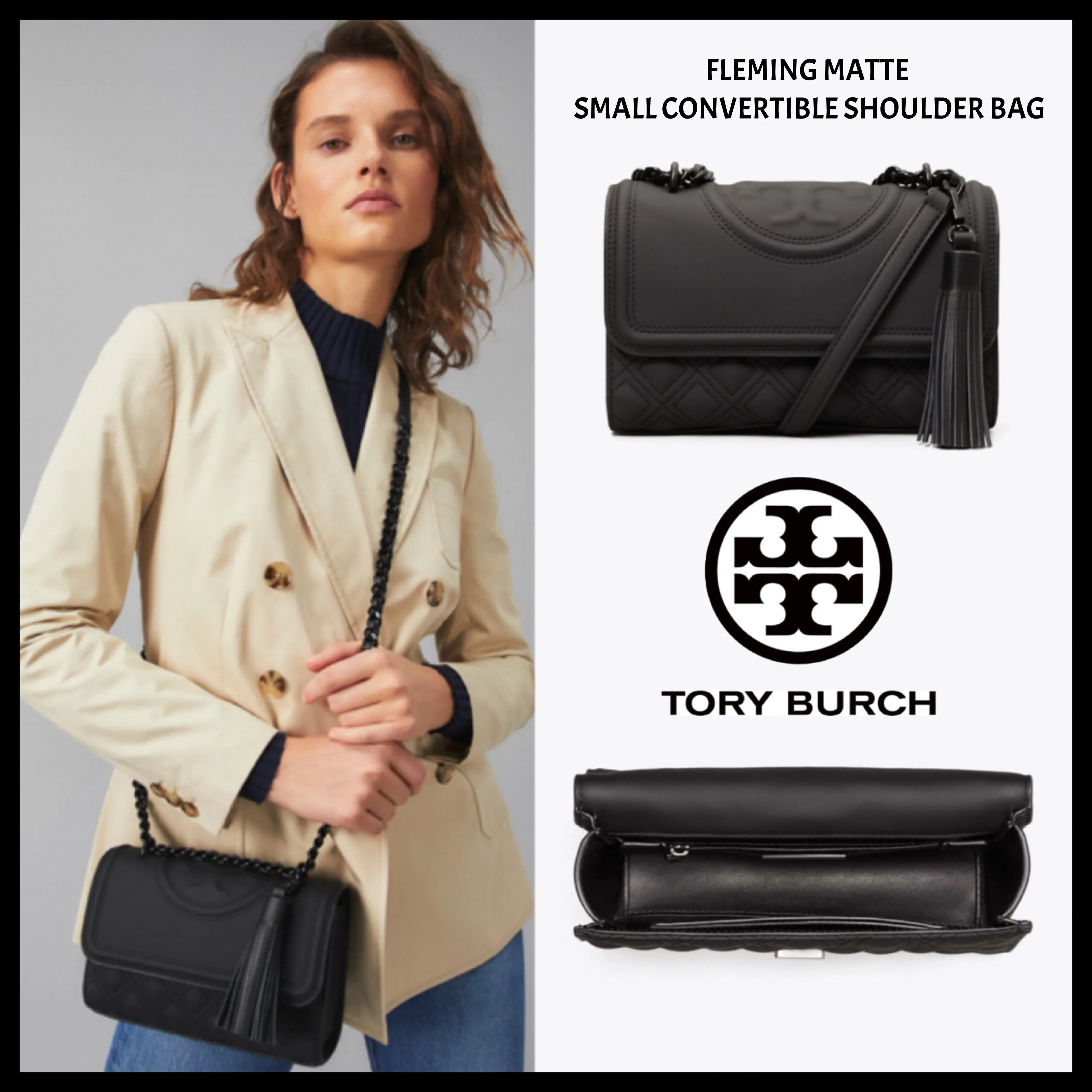 Tory Burch Fleming Matte Small Convertible Shoulder Bag – 82562