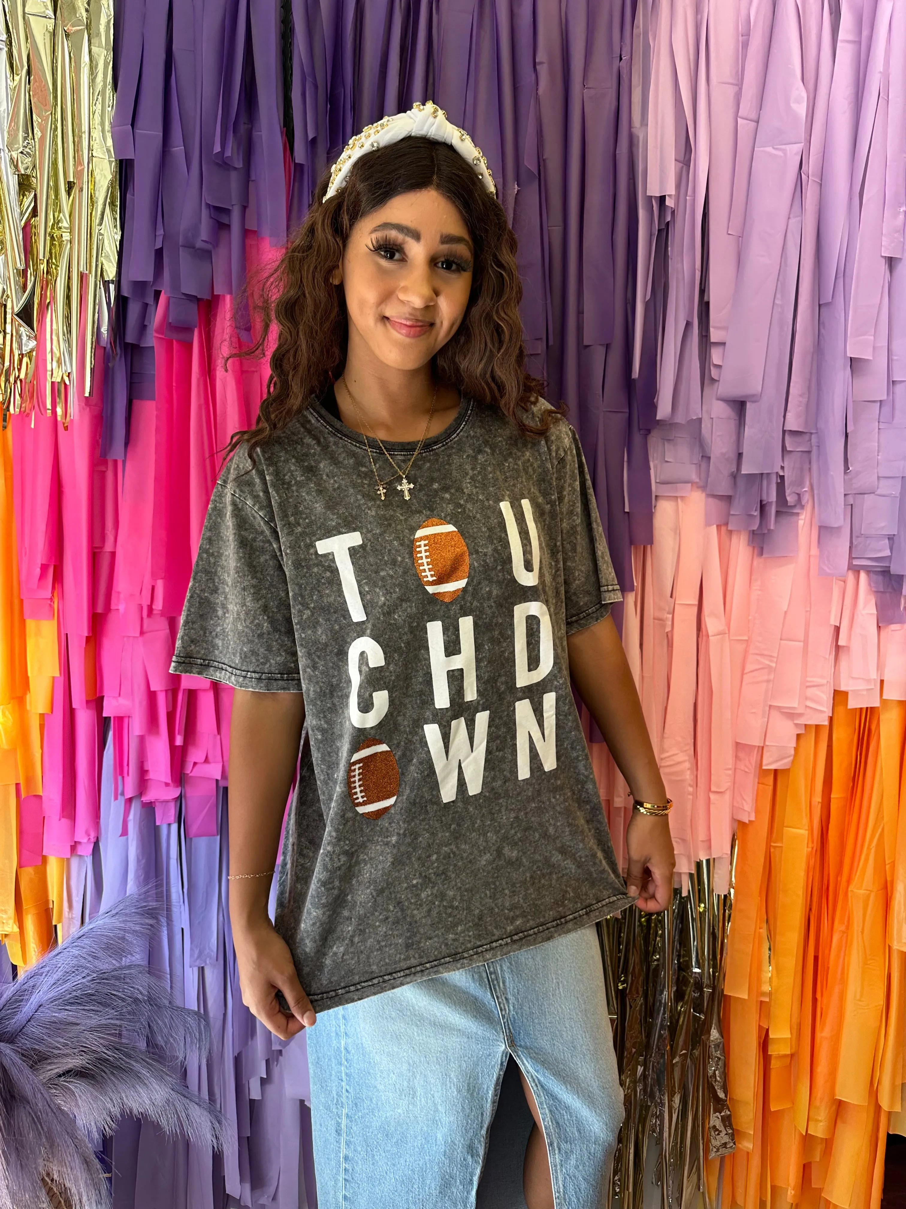 Touch Down Mineral Wash Tee: Black