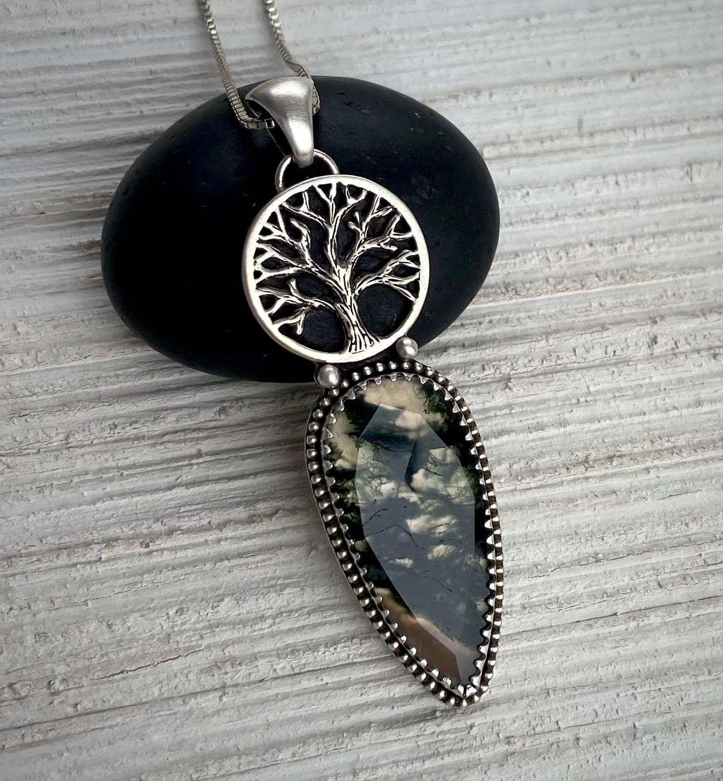 Tree of Life Moss Agate Pendant