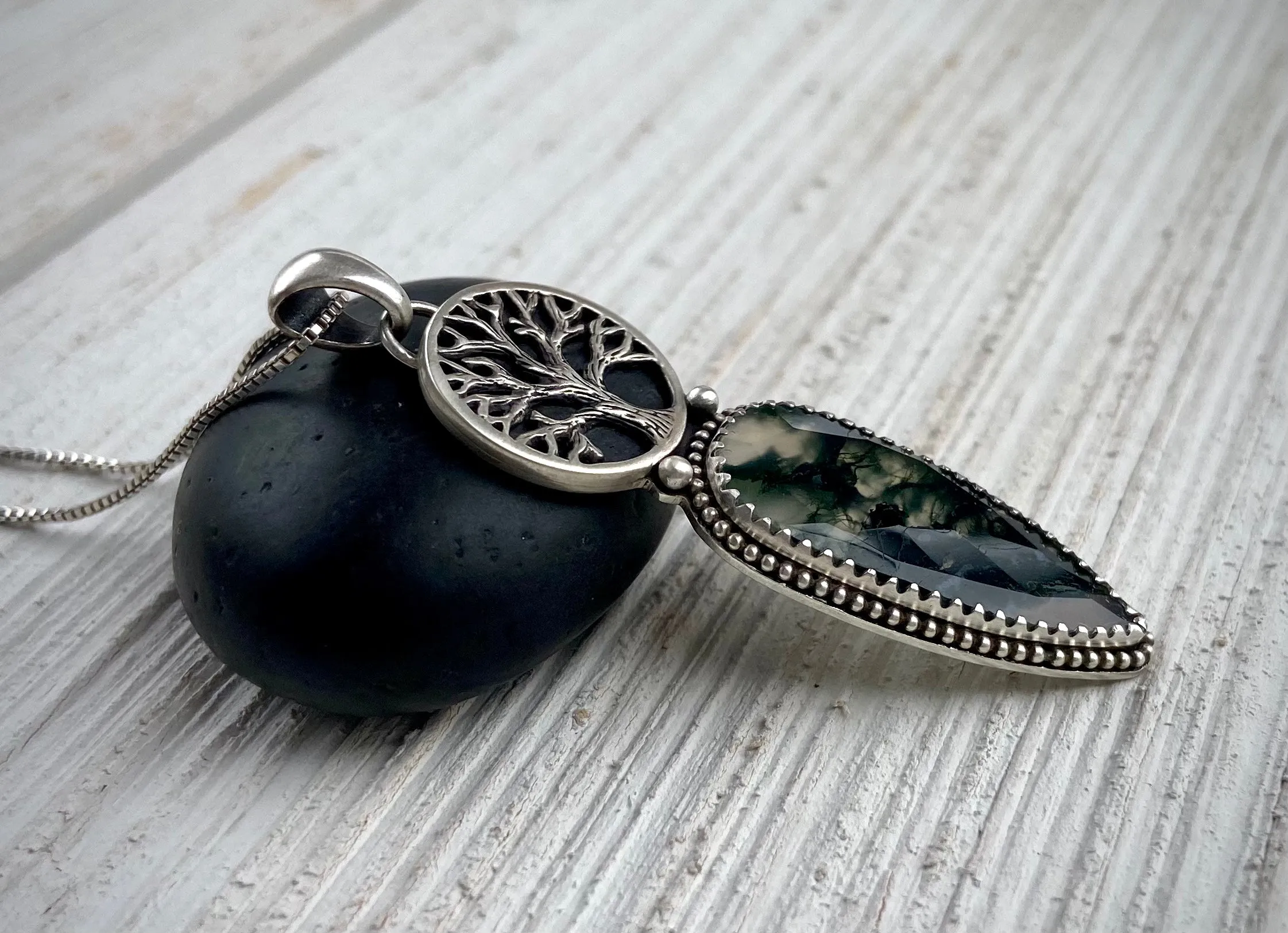Tree of Life Moss Agate Pendant