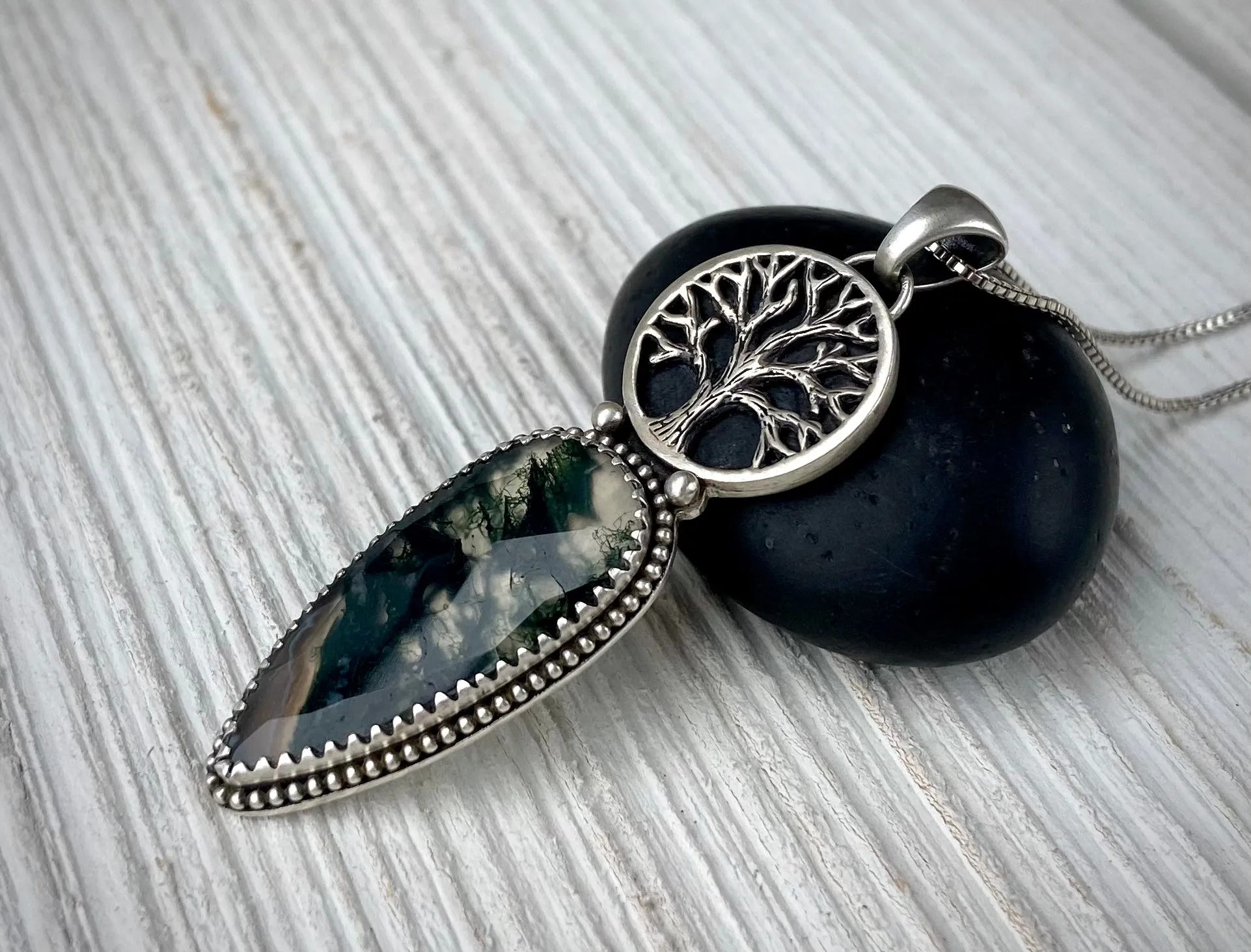 Tree of Life Moss Agate Pendant