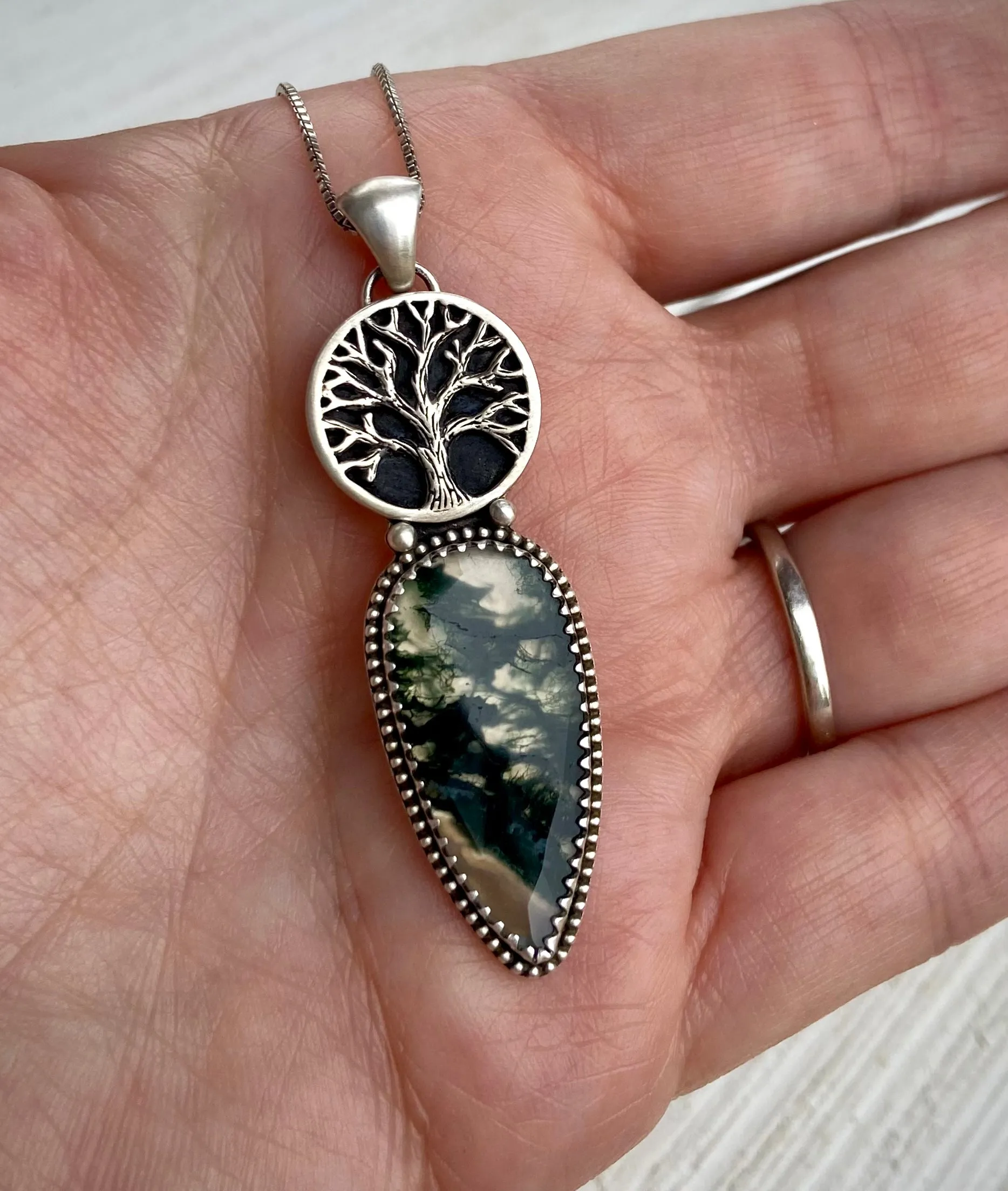Tree of Life Moss Agate Pendant