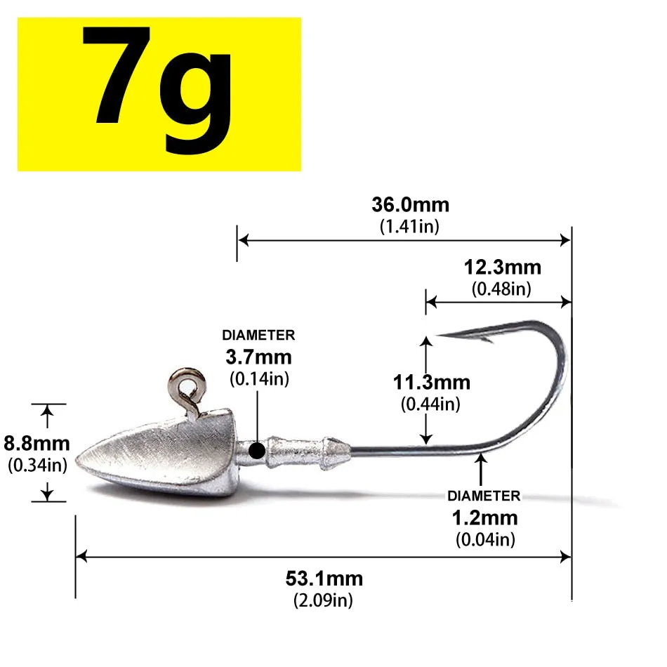 Triangle Head jig Hooks 3.5g 5g 7g 10g 14g 20g fishing hook soft plastic jig Lure Hook Jig Head Fishing Tackle Hooks